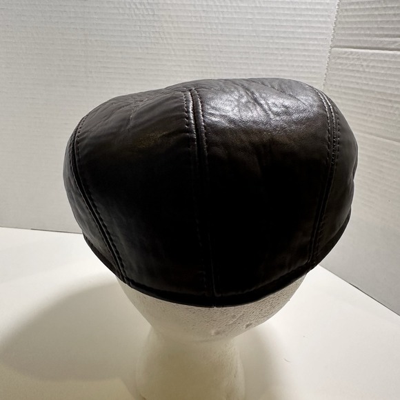 Vintage Genuine Leather‎ Newsboy Hat KOT Leather Fashions Made In Argentina M - Picture 4 of 7